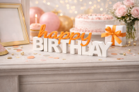 „Happy Birthday“ 3D-Schriftzug – moderne Tischdeko